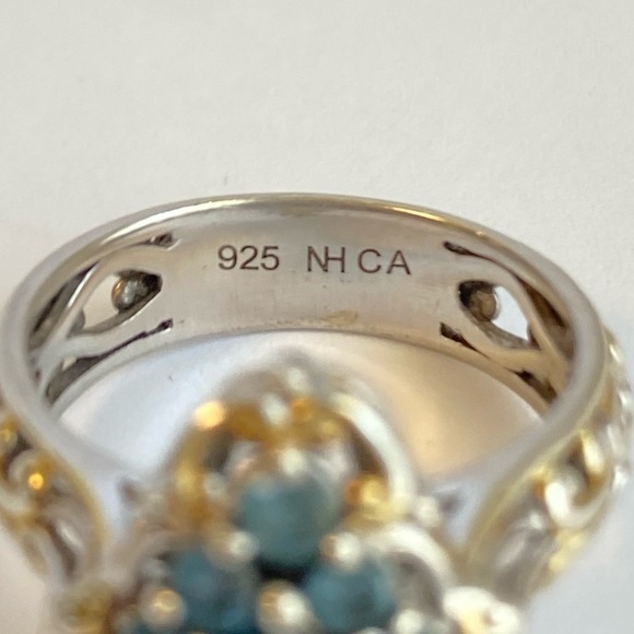 Michael Valitutti Aquamarine Ring Sterling Silver Gems En Vogue Cluster Size 8 - Picture 5 of 11